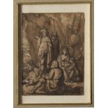 THOMAS DE ALIVE (Orta of Atella 1790 - Naples 1884) Brigands in a cave Monochrome watercolor on