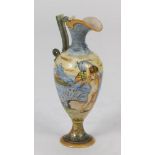SMALL MAIOLICA JUG, PROBABLY CASTELLI 19TH CENTURY in polychromy decorated with landscape and child.