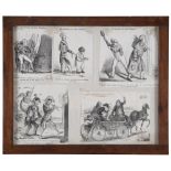 GERMAN ENGRAVER, LATE 19TH CENTURY. Satirical scenes. Five prints, cm. 20,5 x 14,7 and cm. 18 x 26