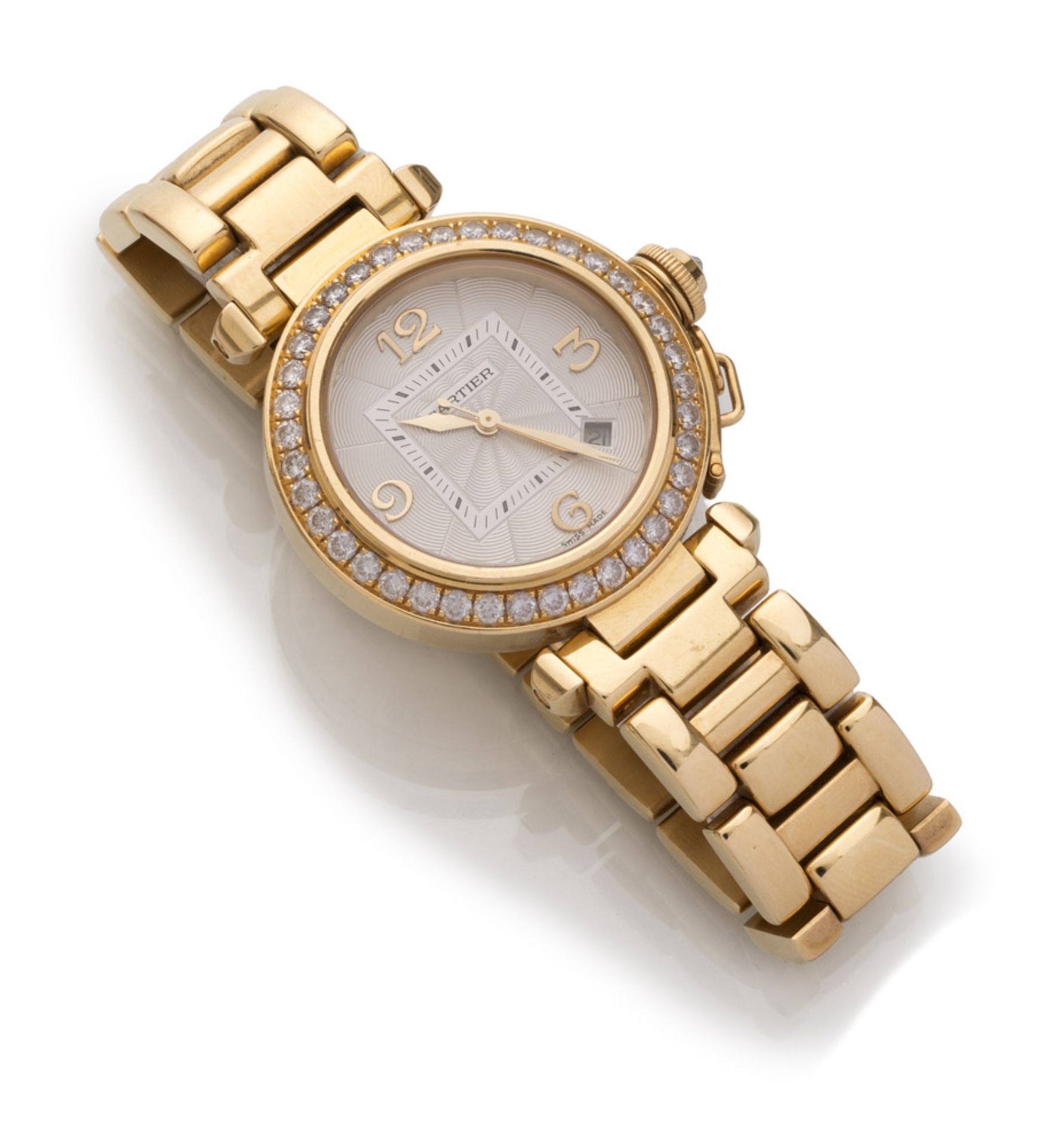 ELEGANT WOMEN'S WRIST WATCH, BRAND PASHA CARTIER entirely in yellow gold 18 kts., with champagne