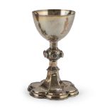 SILVER CHALICE, PUNCH BIRMINGHAM 1863 with gilded inside and stems with chiseled knots.