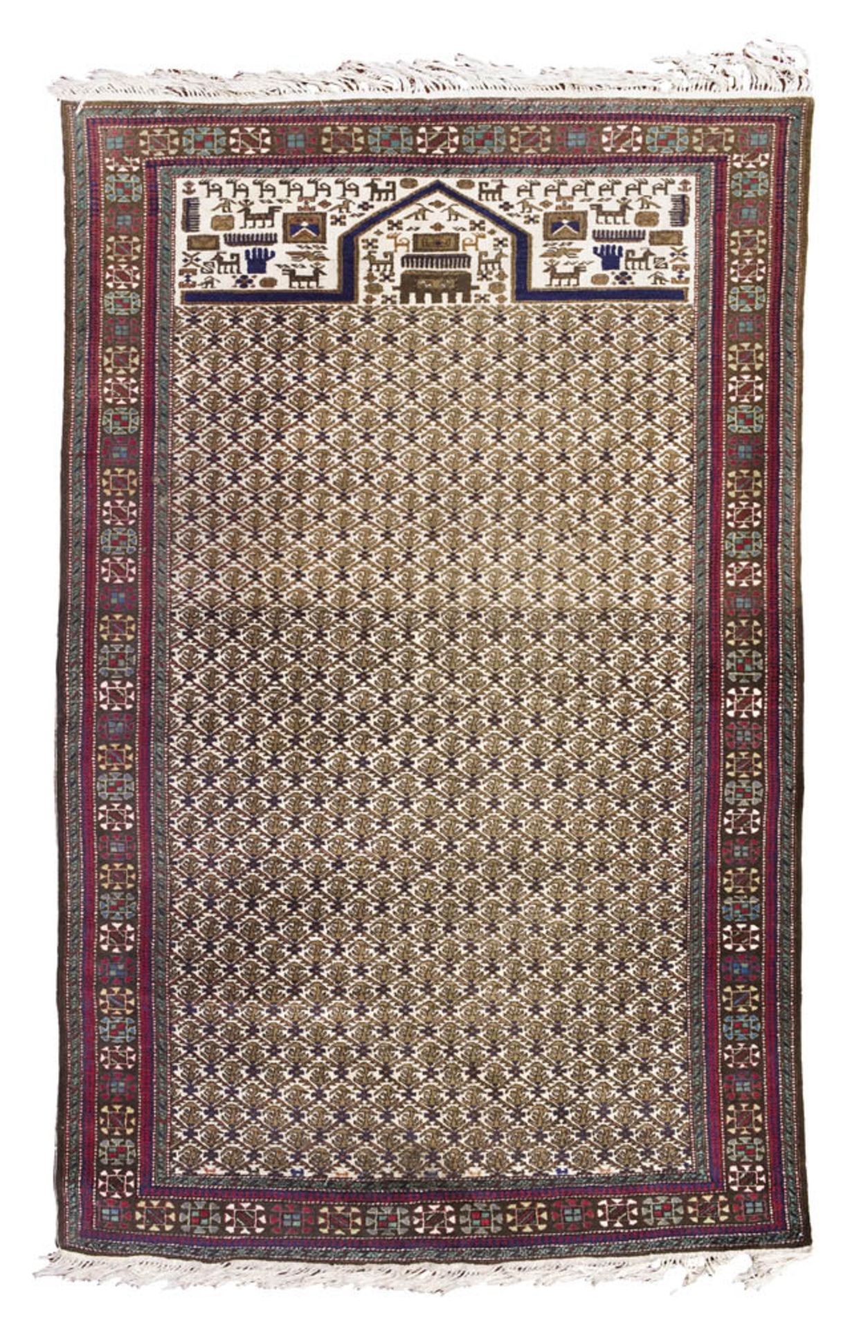ARDEBIL CARPET, MID 20TH SECOLO with design of 'Daghestan', on white ground in the central field.