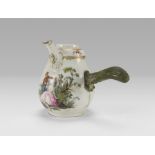 REMAINS OF PORCELAIN COCOA POT, MEISSEN MARCOLINI 18TH CENTURY of white enamel and polychromy,