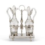 SILVER OIL-CRUET, PUNCH PARIS 1796/1809 with pierced basins and claw feet. Title 950/1000.