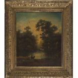 EUROPEAN PAINTER, EARLY 20TH CENTURY Lake landscape with herds Oil on canvas, cm. 65 x 54 Not signed