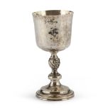 SMALL SILVER CHALICE, PUNCH FLORENCE BRANDIMARTE POST 1968 with leg chiseled to leaves. Title 925/