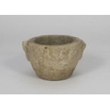 SERENA STONE MORTAR, 17TH CENTURY with double lobation. Measures cm. 16 x 28 x 23. Defects.