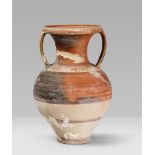 SOUTHERN ITALY AMPHORA, 4TH-3TH CENTURY B.C. Clay figulina slip coating with beige and brown and red