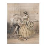 FRENCH ENGRAVER, 19TH CENTURY. Si Vieilleuse Pouvait. Colored print, cm. 60 x 45. INCISORE FRANCESE,