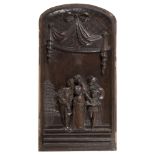 HIGH-RELIEF OAK SCULPTURE, NORTHERN ITALY 18TH CENTURY representing concert with figures in
