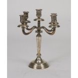 SILVER CHANDELIER, 20TH CENTURY of five arms, with chiseled foot. Measures cm. 35 x 24, weight gr.