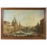 ANTONIO JOLI, follower of (Modena 1700 - Naples 1777) View of Navona square with water games Oil