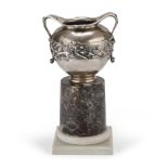 EUGENE AVOLIO (Naples 1876 - 1929) Games of Nymphs and newts Amphora in chiseled silver with