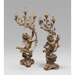 A PAIR OF GILTWOOD CHANDELIERS, EIGHTEENTH-CENTURY STYLE, 20TH CENTURY