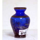 MIGNON GLASS VASE, 20TH CENTURY blue ground decorated with gondolas. Measures cm. 12 x 75. VASO