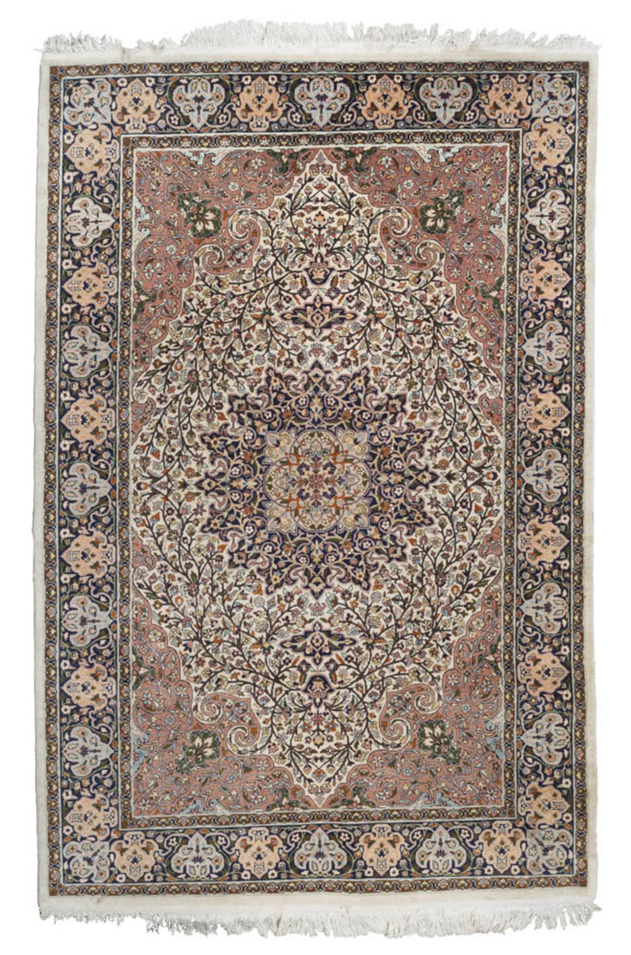 PERSIAN RUG KUM, SECOND HALF OF 20TH CENTURY with branches of flowers, leaves, herati, in the