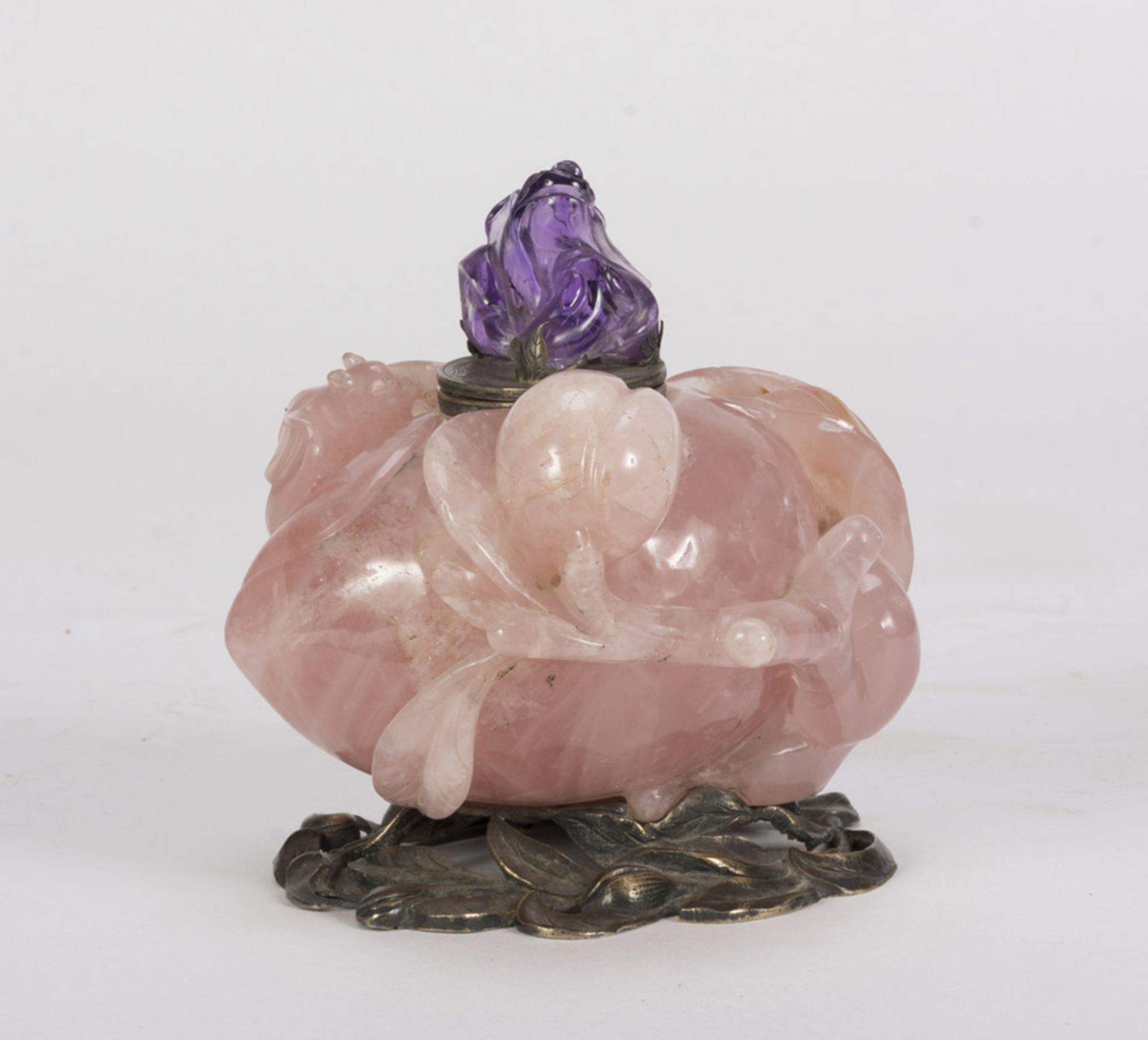 CONTAINER IN PINK QUARTZ, CHINA, FIRST HALF OF20TH CENTURY