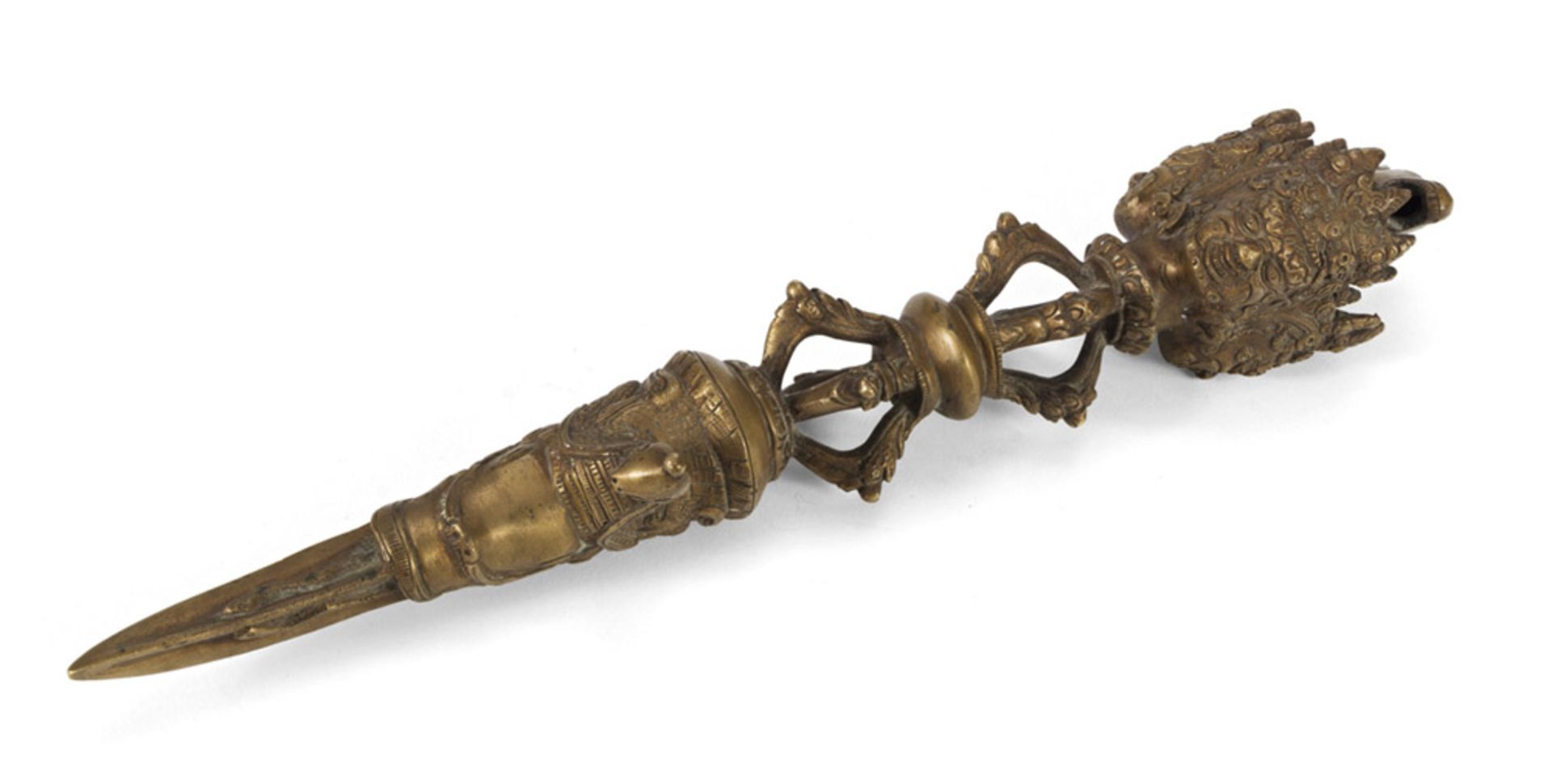 LARGE RITUAL DAGGER IN METAL, TIBET, 20TH CENTURY