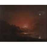 NORTH EUROPEAN PAINTER, 19TH CENTURY NIGHTTIME WITH ERUPTION OF THE VESUVIUS