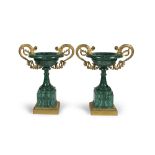 SPLENDID PAIR OF BASINS IN MALACHITE, RUSSIA FIRST HALF OF 19TH CENTURY