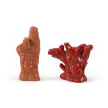 TWO SCULPTURES IN CORAL, CHINA, 20TH CENTURY