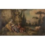 ACADEMIC FRENCH PAINTER, 20TH CENTURY GALLANT RURAL CAMPESTERE MYTHOLOGICAL SCENE