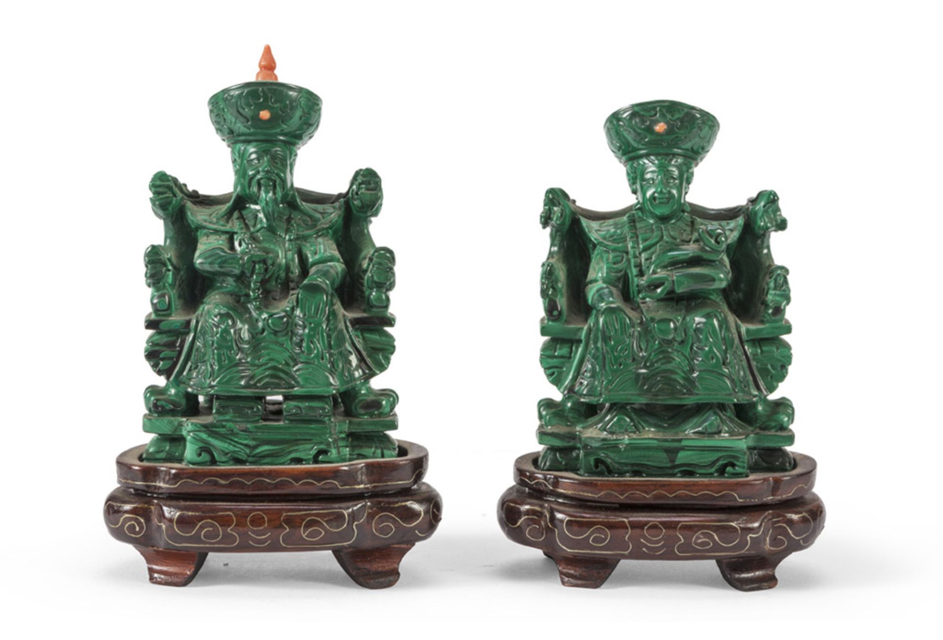 A PAIR OF MALACHITE SCULPTURES, CHINA, 20TH CENTURY