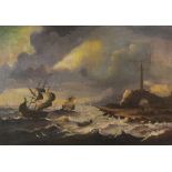 DUTCH PAINTER, END 19TH CENTURY HE/SHE MARINATES WITH SAILING SHIPS NEAR THE COAST