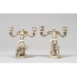 A PAIR OF BISCUIT CANDELABRA, EARLY 20TH CENTURY