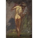 GERMAN PAINTER, EARLY 20TH CENTURY REAR VIEW OF A NUDE LITTLE BOY