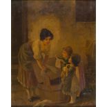 PAINTER 19TH CENTURY LAUNDRESS WITH CHILDREN