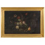 LOMBARD PAINTER, END 17TH CENTURY BASKET WITH STILL LIFE OF FLOWERS AND BUTTERFLIES