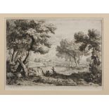 ITALIAN ENGRAVER, 19TH CENTURY HERDS IN LANDSCAPE LAKE LANDSCAPE WITH FIGURES