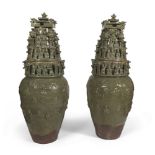 A PAIR OF LARGE CELADON CERAMIC VASES, CHINA, 20TH CENTURY