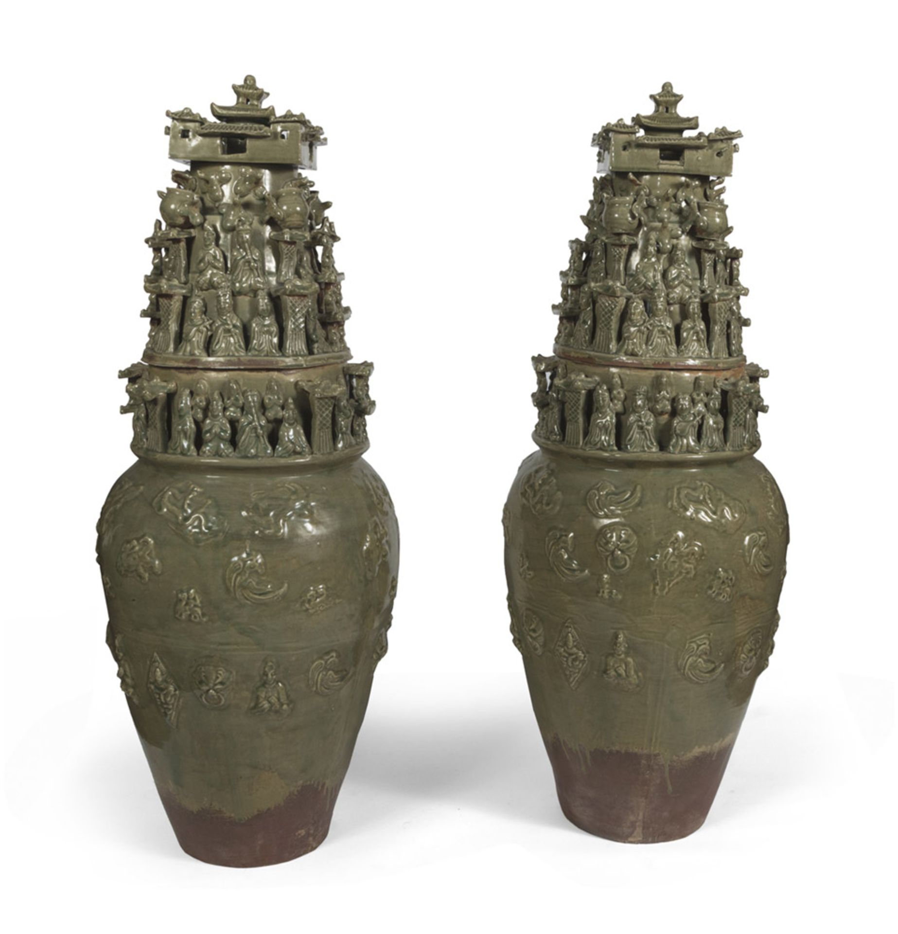 A PAIR OF LARGE CELADON CERAMIC VASES, CHINA, 20TH CENTURY