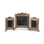 SILVER-PLATED WOOD TRIPTYCH, EARLY 19TH CENTURY