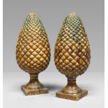 A PAIR OF CERAMIC PINE-CONES, CENTRAL ITALY EARLY 20TH CENTURY