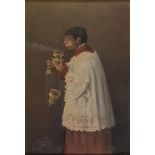 PAINTER ROMAN 19TH CENTURY ALTAR BOY WITH ASPERSORIO