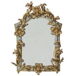 BEAUTIFUL MIRROR IN LACQUERED AND GILDED WOOD, ROME 18TH CENTURY