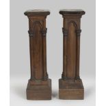 A PAIR OF COLUMNS IN WALNUT, NEOGOTHIC PERIOD