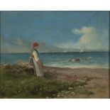 FRANCIS CAPUANO (Naples 1854 - 1908) WOMAN THAT PULLS THE NETS ON THE BEACH