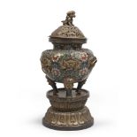 A Chinese cloisonnè bronze censer, 20th century.