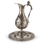 JUG WITH SILVER DISH, SIGNED CORBANI 1872/1933