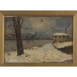 ORESTE COSTA (Florence 1851 - post 1910) RIVER LANDSCAPE WITH SNOW