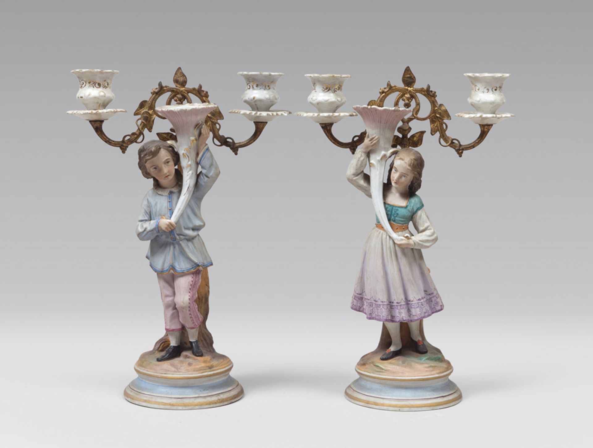A PAIR OF BISCUIT CANDELABRA, FRANCE LATE 19TH CENTURY