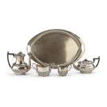 SILVERPLATE TEA AND COFFEE SERVICE, PUNCH SHEFFIELD EARLY 20TH CENTURY