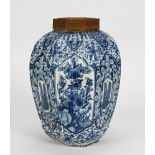 REMAINS OF AWHITE AND BLUE CERAMIC VASE, DELFT, 18TH CENTURY