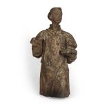 SMALL TORSO OF A SAINT IN LACQUERED WOOD, PROBABLY TUSCAN, 17TH CENTURY