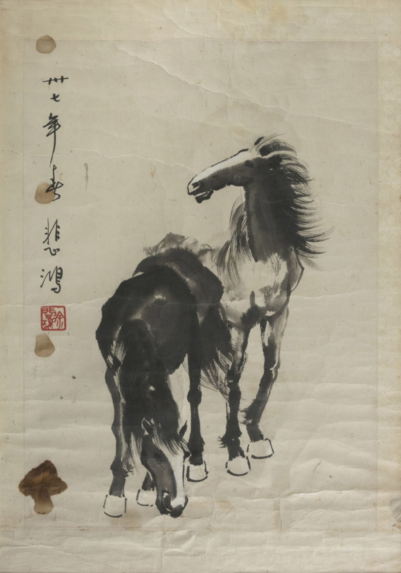 CHINESE SCHOOL, 20TH CENTURY TWO REPRESENTATIONS OF HORSES