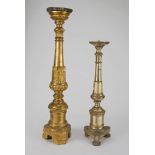 TWO GILTWOOD CANDLESTICKS, 18TH CENTURY